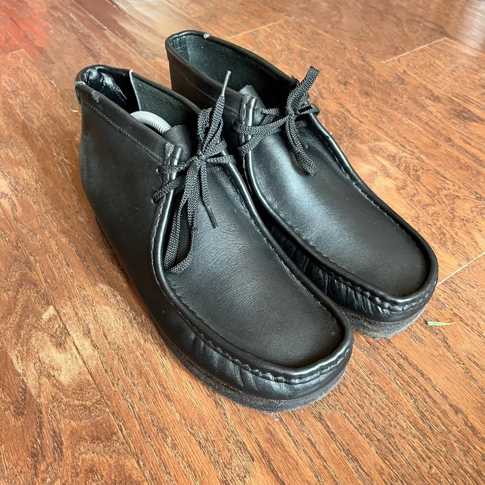 Clarks Wallabee Boot Mens Black Leather Crepe Sole 35401 Size 11M